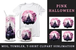 Watercolor Halloween dark scary night moon bats spooky castle haunted house 20oz tumbler skinny mug wrap clipart t-shirt sublimation printable design