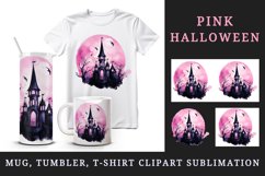 Watercolor Halloween dark scary night moon bats spooky castle haunted house 20oz tumbler skinny mug wrap clipart t-shirt sublimation printable design