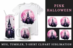 Watercolor Halloween dark scary night moon bats spooky castle haunted house 20oz tumbler skinny mug wrap clipart t-shirt sublimation printable design