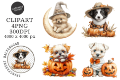 Watercolor Halloween Dog Clipart Product Image 1