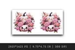 Watercolor Halloween floral pumpkin carving flowers roses Jack-o-lantern 20 oz tumbler skinny mug wrap clipart t-shirt sublimation printable design
