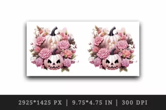 Watercolor Halloween floral pumpkin carving flowers roses Jack-o-lantern 20 oz tumbler skinny mug wrap clipart t-shirt sublimation printable design