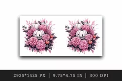 Watercolor Halloween floral pumpkin carving flowers roses Jack-o-lantern 20 oz tumbler skinny mug wrap clipart t-shirt sublimation printable design