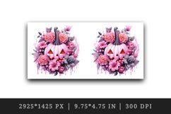 Watercolor Halloween floral pumpkin carving flowers roses Jack-o-lantern 20 oz tumbler skinny mug wrap clipart t-shirt sublimation printable design