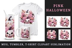 Watercolor Halloween floral pumpkin carving flowers roses Jack-o-lantern 20 oz tumbler skinny mug wrap clipart t-shirt sublimation printable design