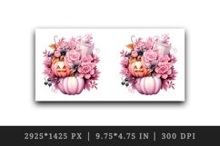 Watercolor Halloween floral pumpkin carving flowers roses Jack-o-lantern 20 oz tumbler skinny mug wrap clipart t-shirt sublimation printable design