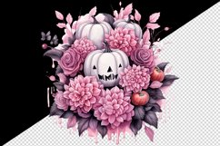 Watercolor Halloween floral pumpkin carving flowers roses Jack-o-lantern 20 oz tumbler skinny mug wrap clipart t-shirt sublimation printable design