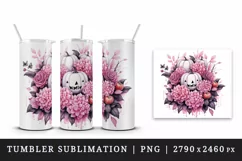 Watercolor Halloween floral pumpkin carving flowers roses Jack-o-lantern 20 oz tumbler skinny mug wrap clipart t-shirt sublimation printable design