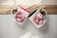Watercolor Halloween floral pumpkin carving flowers roses Jack-o-lantern 20 oz tumbler skinny mug wrap clipart t-shirt sublimation printable design