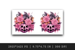 Watercolor Halloween floral pumpkin carving flowers roses Jack-o-lantern 20 oz tumbler skinny mug wrap clipart t-shirt sublimation printable design