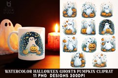 Watercolor Halloween Ghosts Pumpkin Cliprat, Mug Sublimation Product Image 1