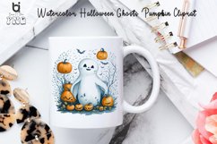Watercolor Halloween Ghosts Pumpkin Cliprat, Mug Sublimation Product Image 6