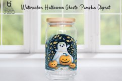 Watercolor Halloween Ghosts Pumpkin Cliprat, Mug Sublimation Product Image 7