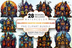 Halloween Haunted House Stained Glass Clipart Bundle Product Image 1