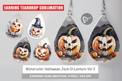 Earring Teardrop Watercolor Jack O Lantern Product Image 1