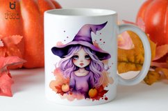 Watercolor Halloween Pink Little Girl PNG Clipart Bundle Product Image 2