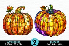 Watercolor Halloween Pumpkin Image Clipart Product Image 1