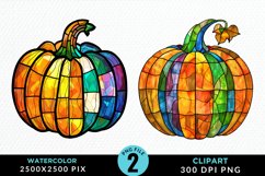 Watercolor Halloween Pumpkin Fun Clipart Product Image 1