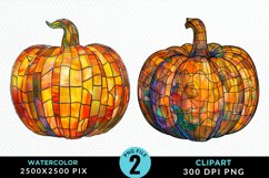 Watercolor Halloween Pumpkin Image Clipart Product Image 1
