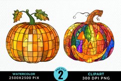 Watercolor Halloween Pumpkin Image Clipart Product Image 1