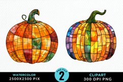 Watercolor Halloween Pumpkin Image Clipart Product Image 1