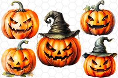 Watercolor Halloween Pumpkin Cliparts