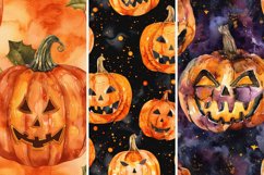 Watercolor Halloween Pumpkin Digital Paper Bundle Product Image 3