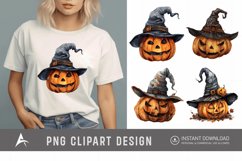 Watercolor Halloween Pumpkin Hat Clipart Product Image 1