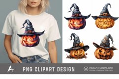 Watercolor Halloween Pumpkin Hat Clipart Product Image 1