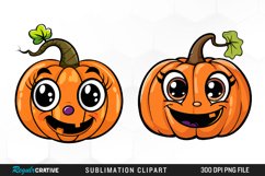 Watercolor Halloween Pumpkin Patch Cuties Clipart Product Image 1