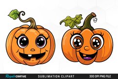 Watercolor Halloween Pumpkin Patch Cuties Clipart Product Image 1