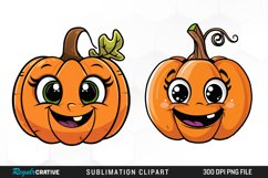 Watercolor Halloween Pumpkin Patch Cuties Clipart Product Image 1