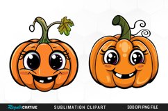 Watercolor Halloween Pumpkin Patch Cuties Clipart Product Image 1