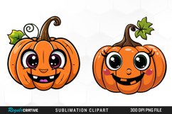 Watercolor Halloween Pumpkin Patch Cuties Art Clipart Product Image 1