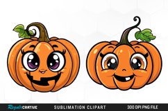 Watercolor Halloween Pumpkin Patch Cuties Clipart Product Image 1
