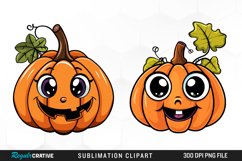 Watercolor Halloween Pumpkin Patch Cuties Clipart Product Image 1