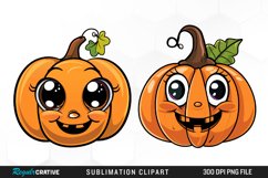 Watercolor Halloween Pumpkin Patch Cuties Clipart Product Image 1