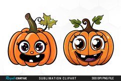 Watercolor Halloween Pumpkin Patch Cuties Clipart Product Image 1