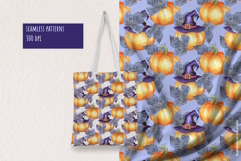 Watercolor Halloween Seamless Pattern Set Product Image 2