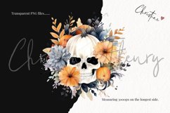 27 Watercolor Halloween Skull Florals Clipart Product Image 3