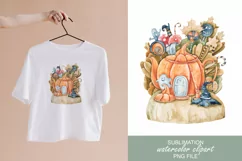 Watercolor Halloween cute pumpkin sublimation / clipart Product Image 1