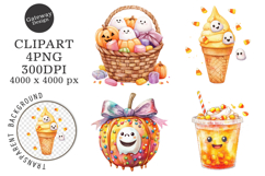 Watercolor Halloween Treats Clipart Product Image 1
