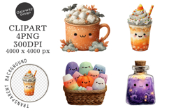 Watercolor Halloween Treats Or Drinks Clipart Product Image 1
