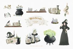 Watercolor Halloween Witch clipart bundle PNG Product Image 3