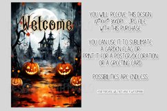 Halloween Garden Flag, Watercolor Halloween Welcome Flag Product Image 2
