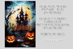 Halloween Garden Flag, Watercolor Halloween Welcome Flag Product Image 2