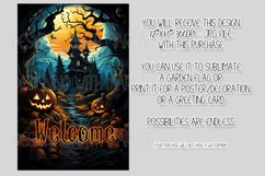 Halloween Garden Flag, Watercolor Halloween Welcome Flag Product Image 2