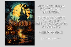 Halloween Garden Flag, Watercolor Halloween Welcome Flag Product Image 2