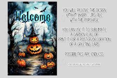 Halloween Garden Flag, Watercolor Halloween Welcome Flag Product Image 2