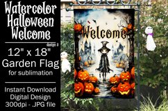 Halloween Garden Flag, Watercolor Halloween Welcome Flag Product Image 1